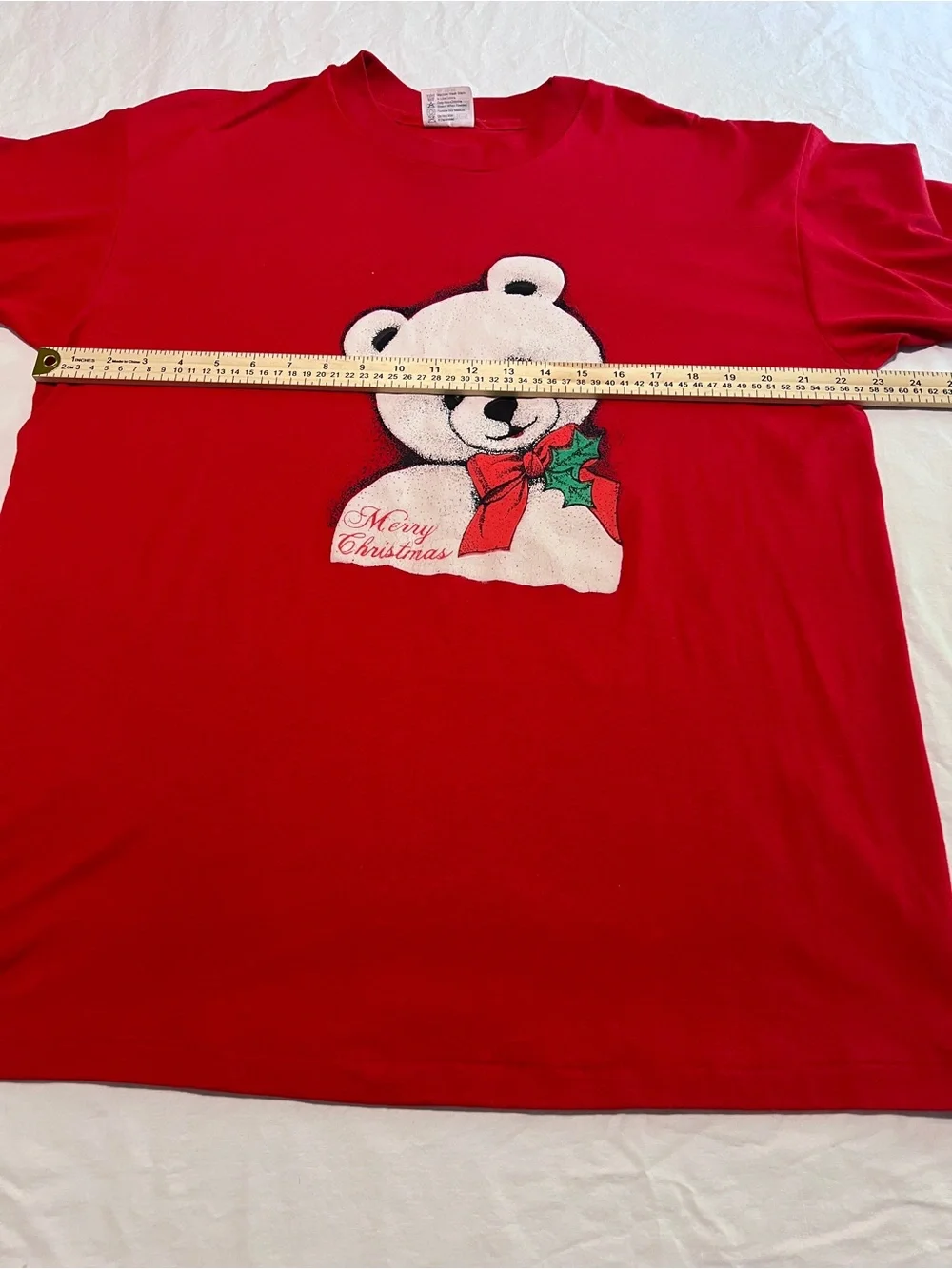 Vintage Hanes Christmas Teddy Bear T Shirt XL Single Stitch USA Made 80s 90s